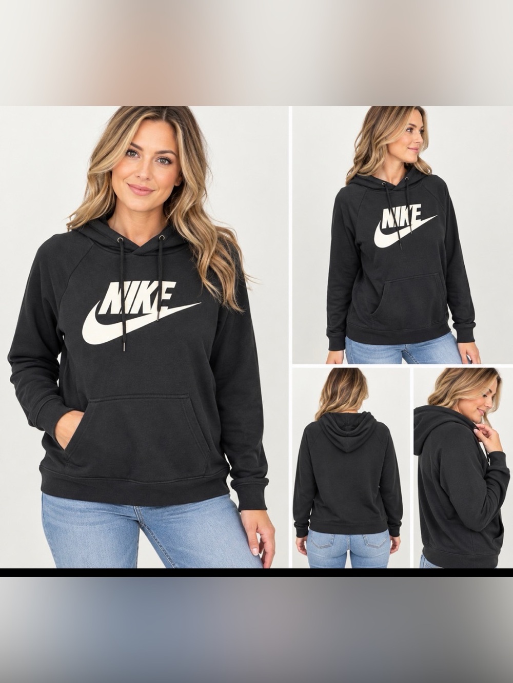 Nike Women’s Black Futura Logo Pullover Hoodie Size Large L
